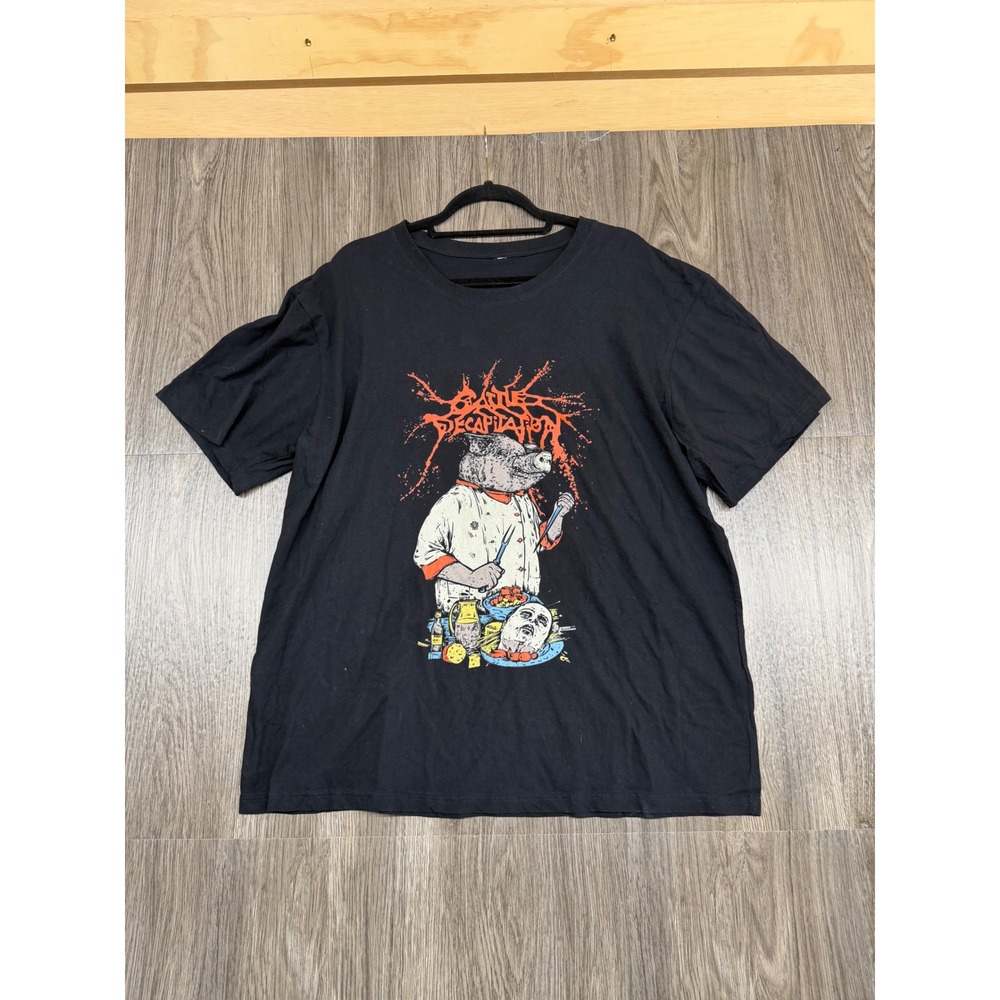 Cattle Decapitation T-Shirt Mens XL Black Pig Chef Graphic Death Metal Tee